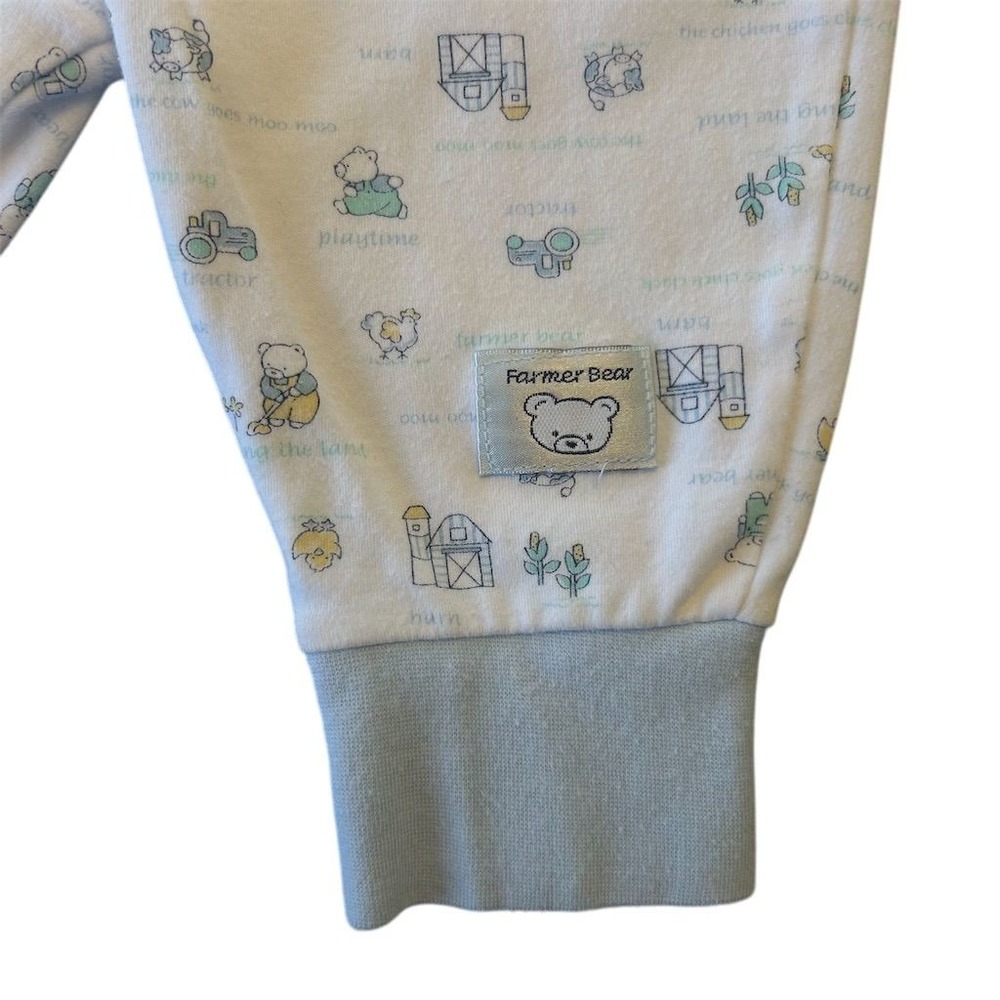 VTG Y2K McBaby Infant Pants 0-3 Months Noah's Ark Farm Bear Pattern Blue - Picture 3 of 8